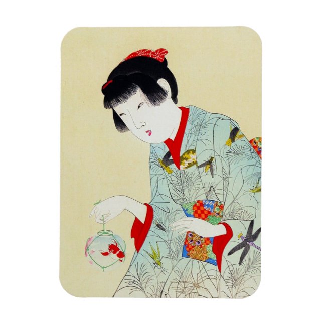 Magnet Flexible Cool oriental japonais classique geisha lady art (Vertical)