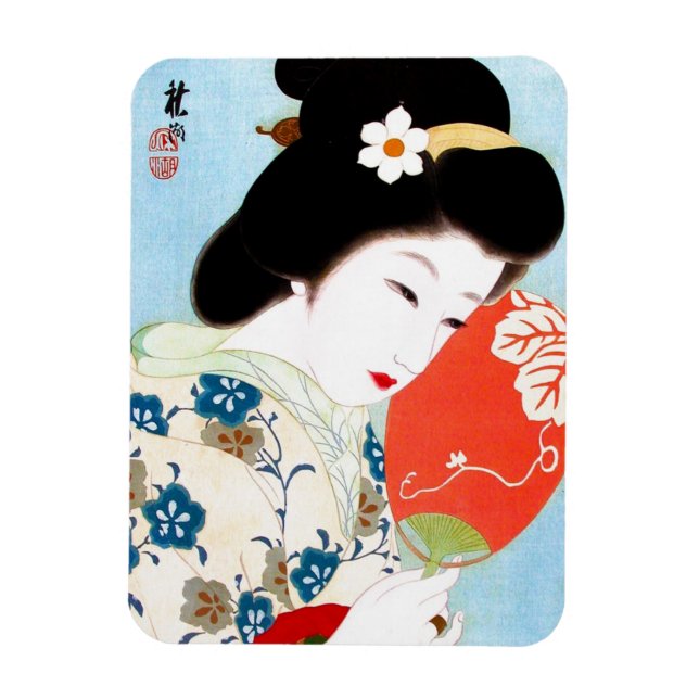 Magnet Flexible Cool oriental japonais classique geisha lady art (Vertical)