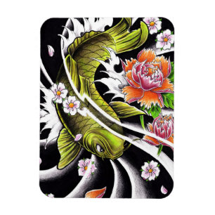 Magnet Flexible Cool oriental japonais noir poisson koi chanceux