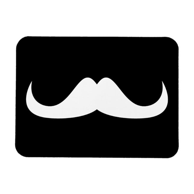 Magnet Flexible Cool White Handlebar moustache on Black (Horizontal)