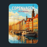 Magnet Flexible Copenhague Danemark Travel Art Vintage<br><div class="desc">Design de transport vectoriel rétro de Copenhague. Copenhague,  capitale du Danemark,  se trouve sur les îles côtières de Seeland et Amager. Il est relié à Malmo dans le sud de la Suède par le pont Öresund.</div>
