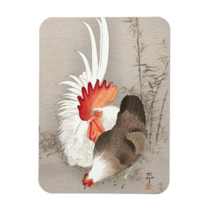 Magnet Flexible Coq et Poule par Ohara Koson