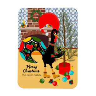 Magnet Flexible Coq portugais et lumières de la carte de Noël