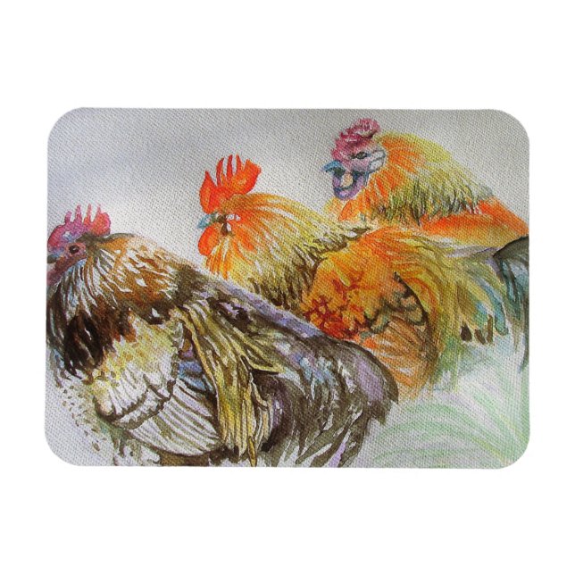 Magnet Flexible Coq Poulets de poulet Aquarelle Aquarelle Art Magn (Horizontal)