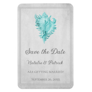 Magnet Flexible Coque conch turquoise Enregistrer l'aimant date