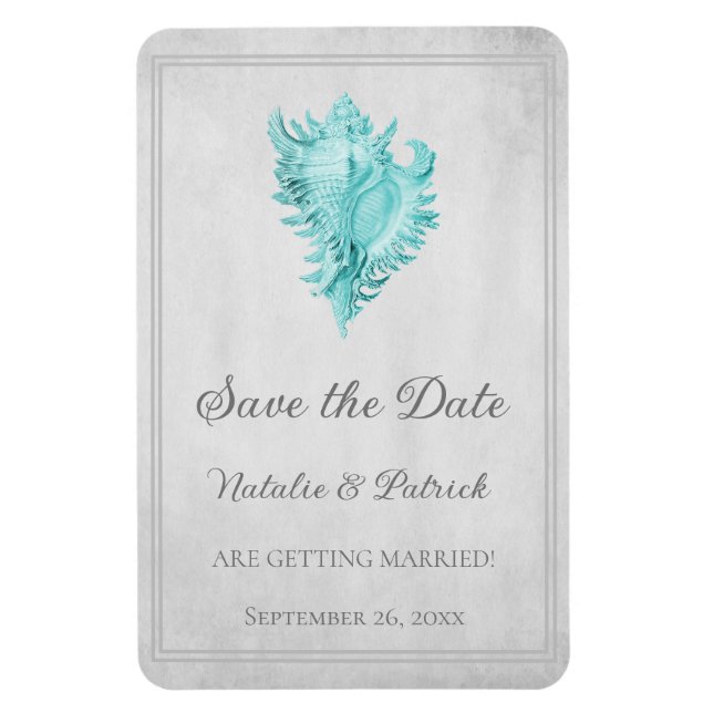 Magnet Flexible Coque conch turquoise Enregistrer l'aimant date (Vertical)