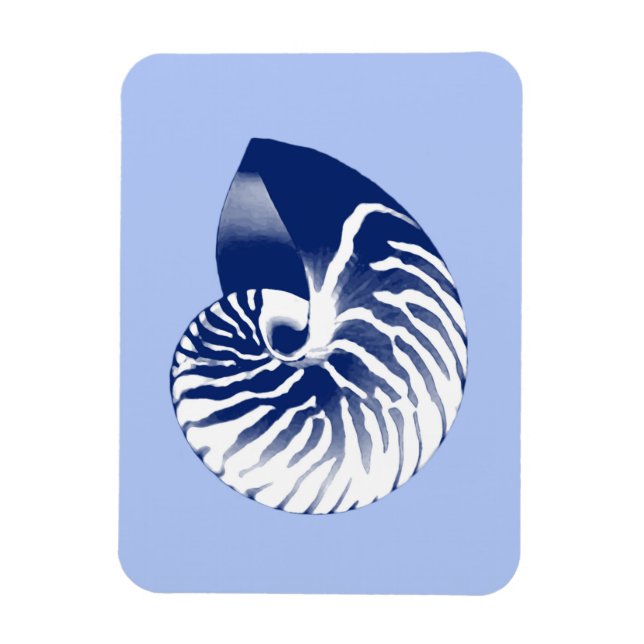 Magnet Flexible Coquille de nautile - marine, blanc & bleu clair (Vertical)