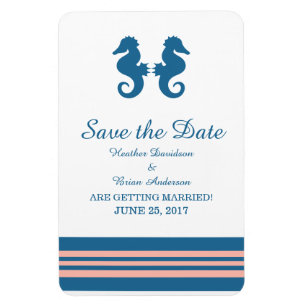 Magnet Flexible Corail bleu Cheval nautique Enregistrer la date Ma