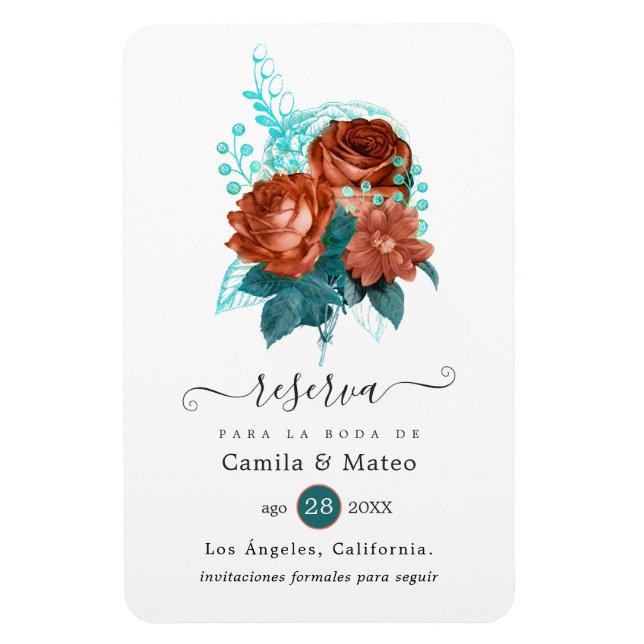 Magnet Flexible Corail espagnol et mariage turquoise Enregistrer l (Vertical)