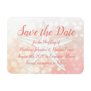 Magnet Flexible Coral Starfish Beach Enregistrer la date Mariage M