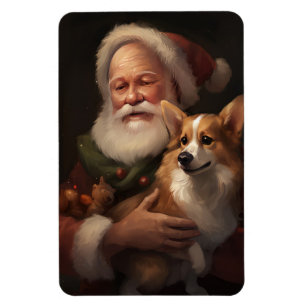 Magnet Flexible Corgi avec Noël Festif du Père Noël