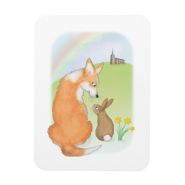 Magnet Flexible Corgi mignonne et lapin Aimant de Pâques (Vertical)