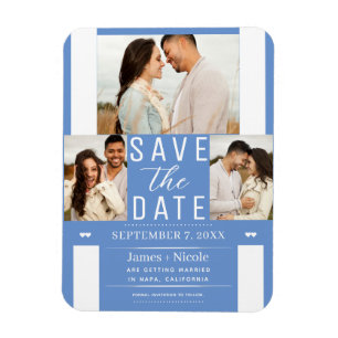 Magnet Flexible Cornflower Moderne Enregistrez la Date 3 Photos de