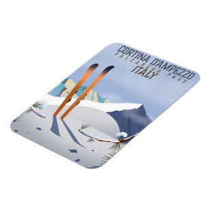 Magnet Flexible Cortina d'Ampezzo Italie poster ski Art Print