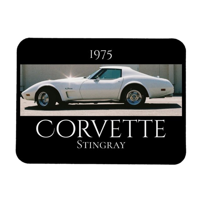 Magnet Flexible Corvette étincelante blanche de 1975 (Horizontal)