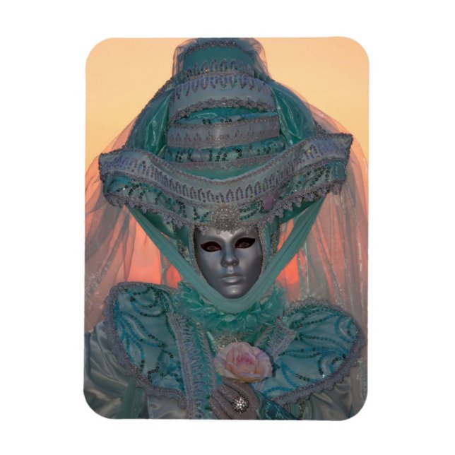 Magnet Flexible Costume de Carnaval Bleu, Venise (Vertical)