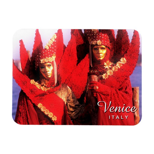 Magnet Flexible Costumes de Carnaval Rouge - Venise, Italie (Horizontal)