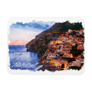 Magnet Flexible Côte d'Amalfi Italie Aquarelle Côte Positano