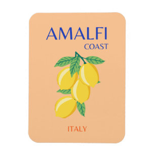 Magnet Flexible Côte d'Amalfi, Italie, Art Voyage, Pastel, Orange