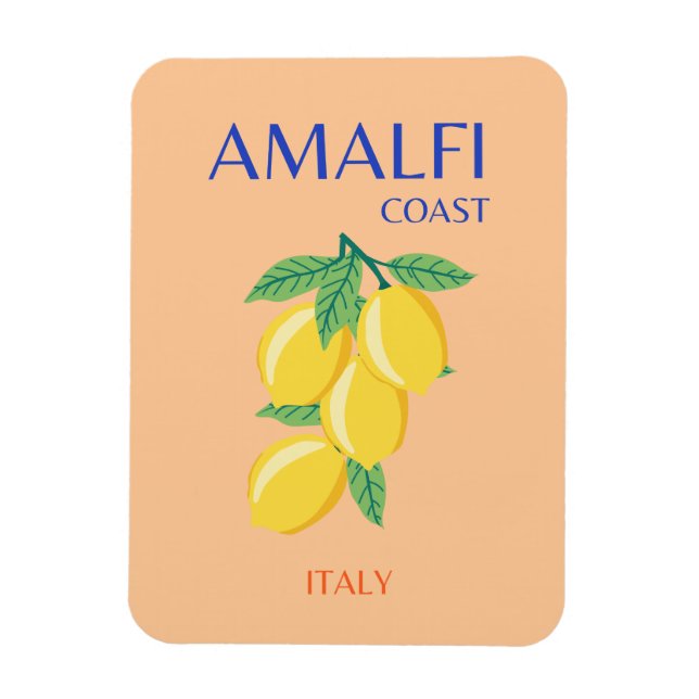 Magnet Flexible Côte d'Amalfi, Italie, Art Voyage, Pastel, Orange (Vertical)