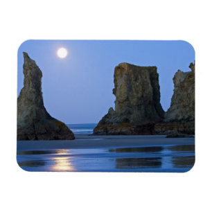 Magnet Flexible Coucher de lune, plage de Bandon, Oregon.