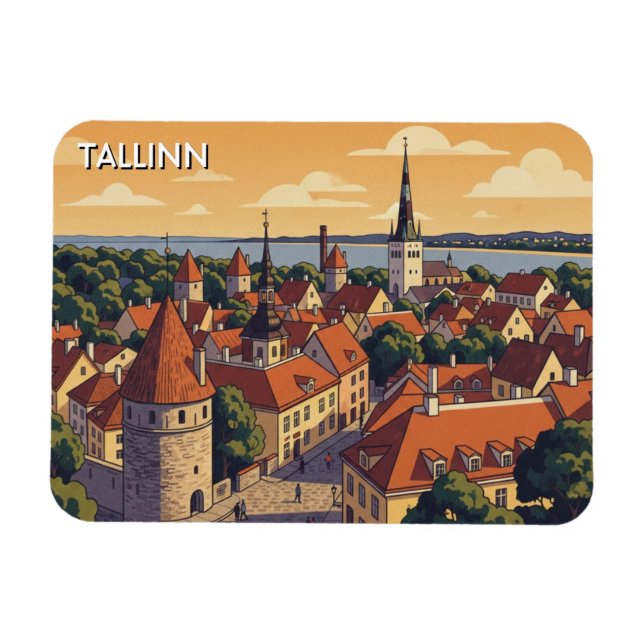 Magnet Flexible Coucher de soleil à Tallinn Estonie Voyage (Horizontal)