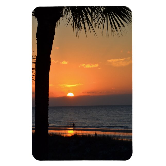 Magnet Flexible Coucher de soleil avec Palm Tree Silhouette Beach  (Vertical)