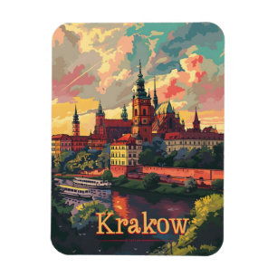 Magnet Flexible Coucher de soleil de Cracovie vintage