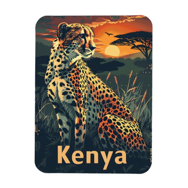 Magnet Flexible Coucher de soleil de Kenya Cheeatah (Vertical)