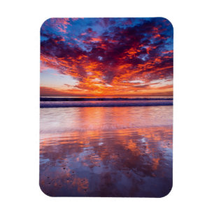 Magnet Flexible Coucher de soleil rouge sur la mer, Californie