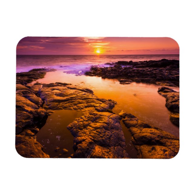 Magnet Flexible Coucher de soleil sur des bassins de marée, Hawaï (Horizontal)