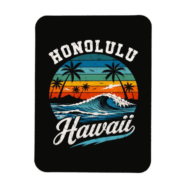Magnet Flexible Coucher de soleil surf Honolulu Hawaï (Vertical)