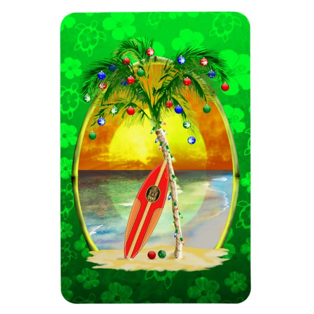 Magnet Flexible Coucher du soleil de plage de Noël (Vertical)