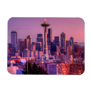 Magnet Flexible Coucher du soleil derrière l'horizon de Seattle d