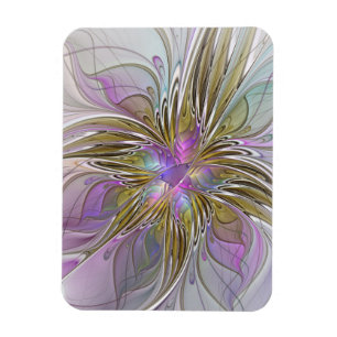 Magnet Flexible Couleurs Florales Abstraites Fractales Avec Rose &