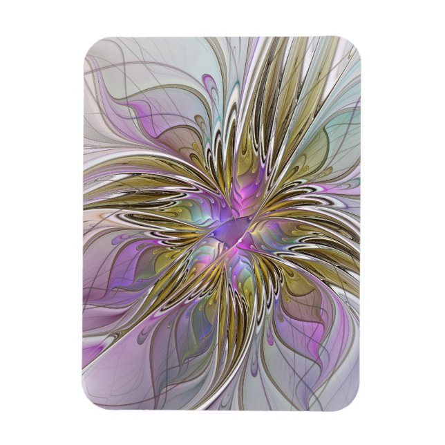 Magnet Flexible Couleurs Florales Abstraites Fractales Avec Rose & (Vertical)
