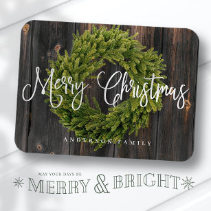 Magnet Flexible Country Rustic Wood Merry Christmas Greeting