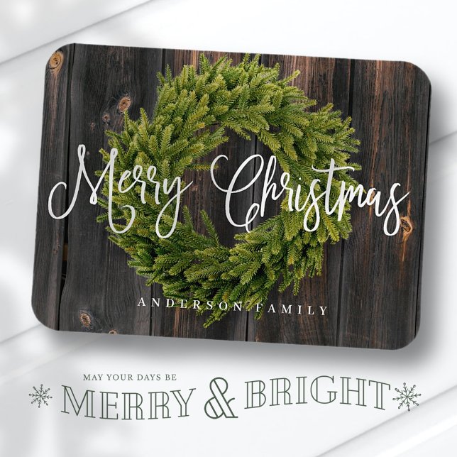 Magnet Flexible Country Rustic Wood Merry Christmas Greeting (Créateur téléchargé)