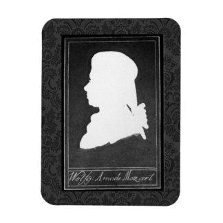 Magnet Flexible Coupe de papier de profil Mozart blanc sur noir