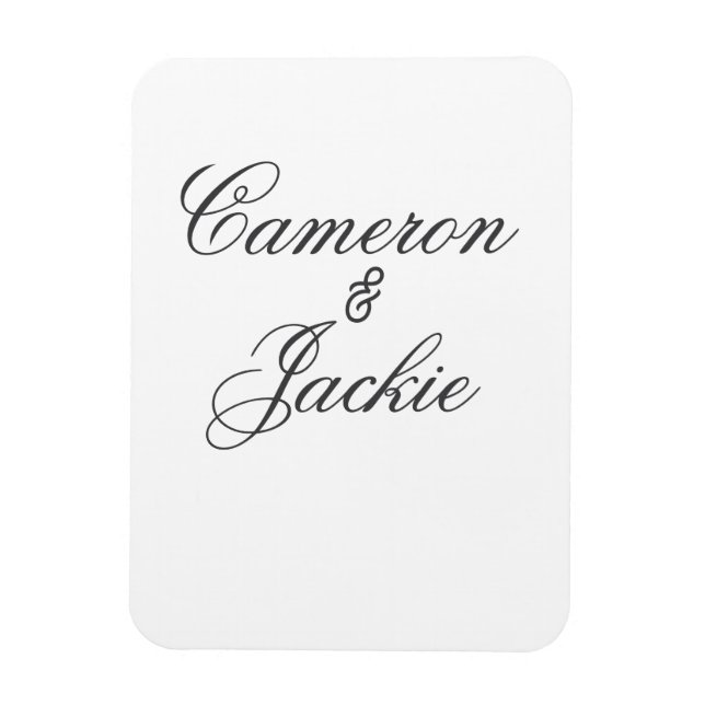 Magnet Flexible Couple de mariage élégant simple nom calligr stylé (Vertical)