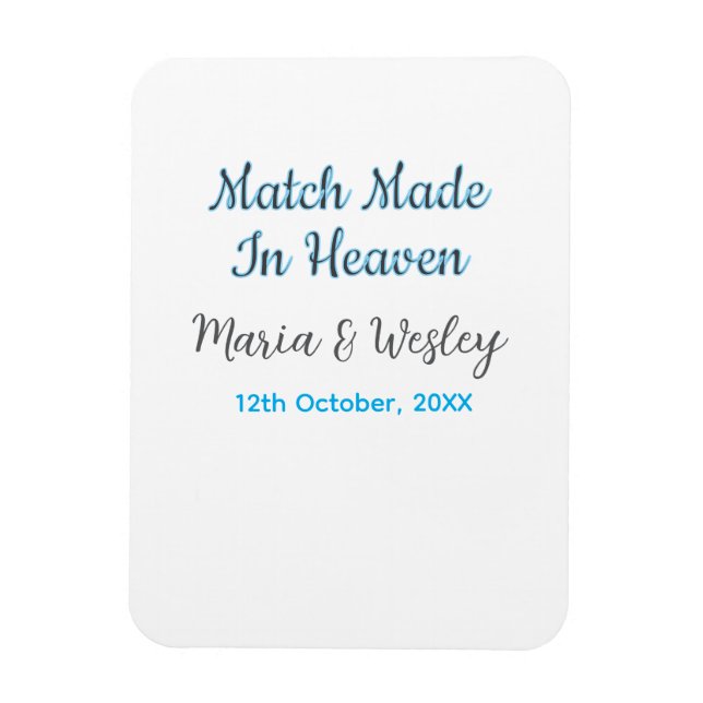Magnet Flexible Couple fait pour le ciel bleu noir nom date (Vertical)