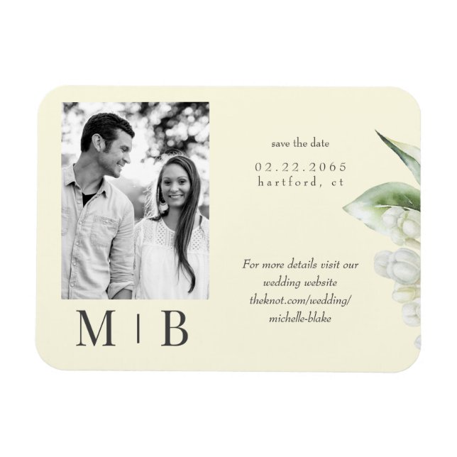 Magnet Flexible Couple Photo Jaune Enregistrer la date Mariage (Horizontal)