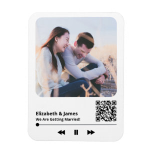 Magnet Flexible Couple Photo Music Plaque QR Code Mariage Inviter
