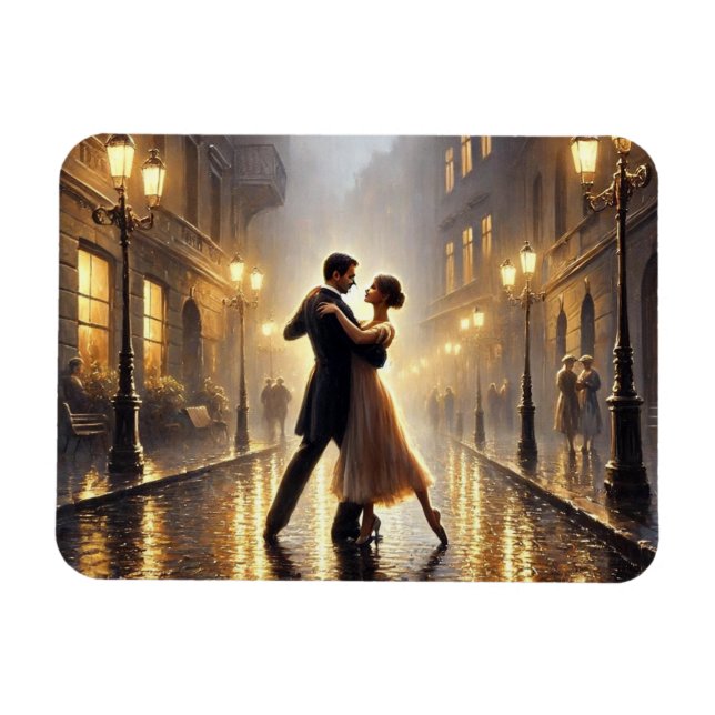 Magnet Flexible Couple romantique dansant sous la pluie (Horizontal)