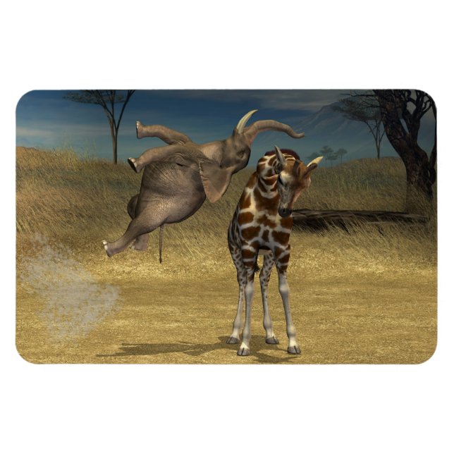 Magnet Flexible Coups d'éléphant sur la girafe (Horizontal)
