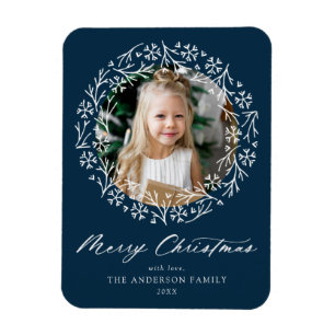 Magnet Flexible Couronne de flocon de neige élégante Photo Navy