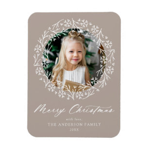 Magnet Flexible Couronne de flocons de neige élégante Photo Mocha