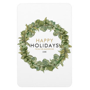 Magnet Flexible Couronne de verdure moderne Joyeuses Fêtes de Noël