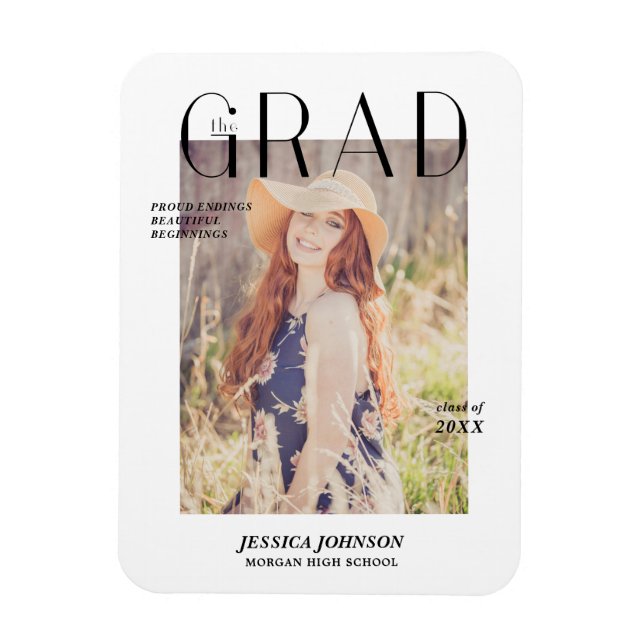 Magnet Flexible couverture de magazine photo graduation faire-part (Vertical)