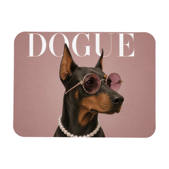 Magnet Flexible Couverture Fille de Doberman Rose (Horizontal)